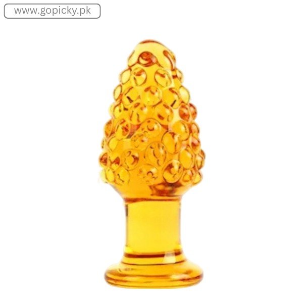 Orange Textured Glass Butt Plug in Pakistan