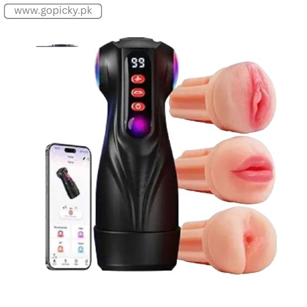 Masturbator Vibration Sucking APP Control Black in Pakistan