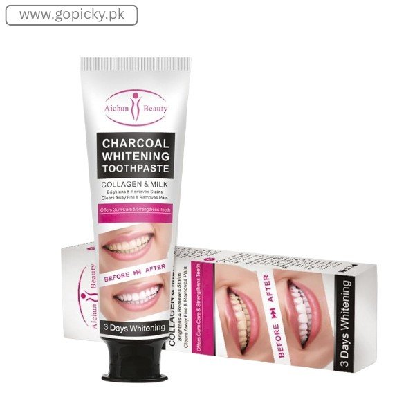 Aichun Beauty Charcoal 3 Day Toothpaste Collagen Removes Stains Removes Yellow Teeth 100Ml